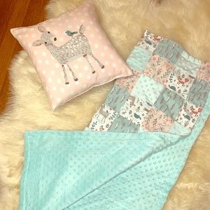 Minky blanket/quilt and pillow.New /made to order.